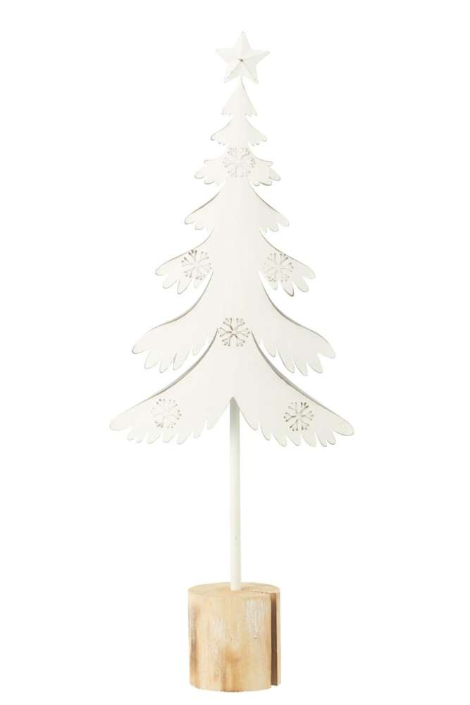 CHRISTMAS TREE ON FOOT+STAR METAL/WOOD WHITE LARGE