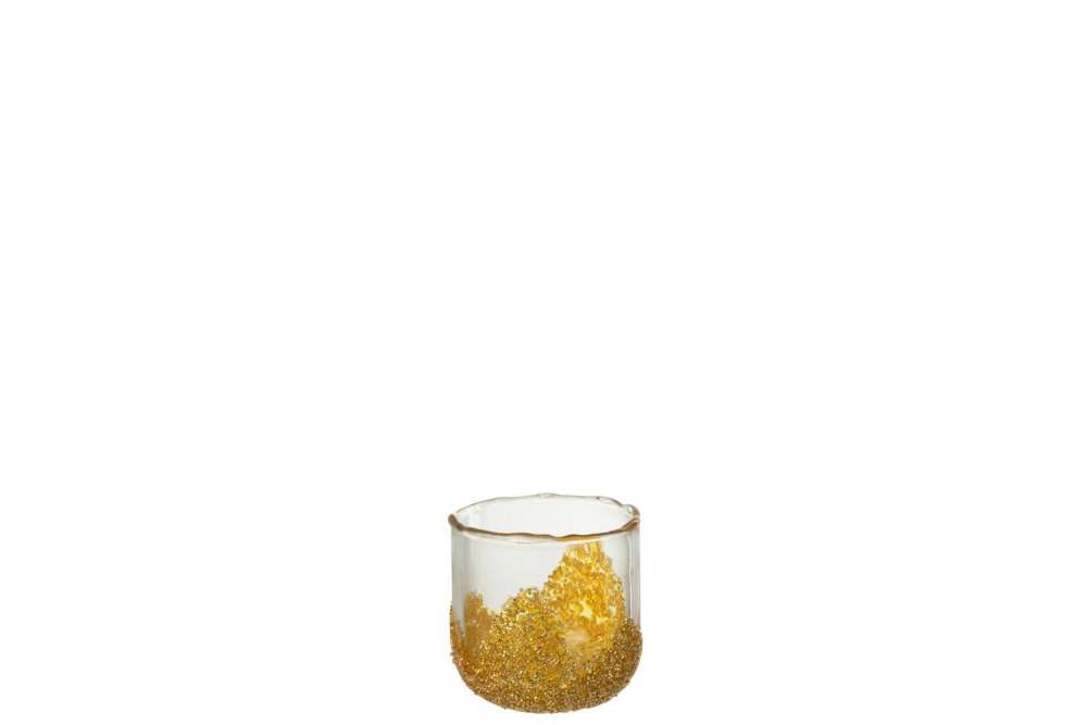 CANDLEHOLDER STRASS GLASS TR/GOLD SMALL