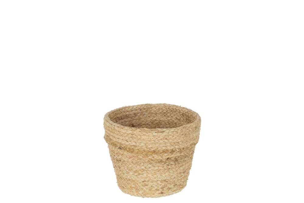 BASKET ROUND WITH BORDER MAIZE NATURAL