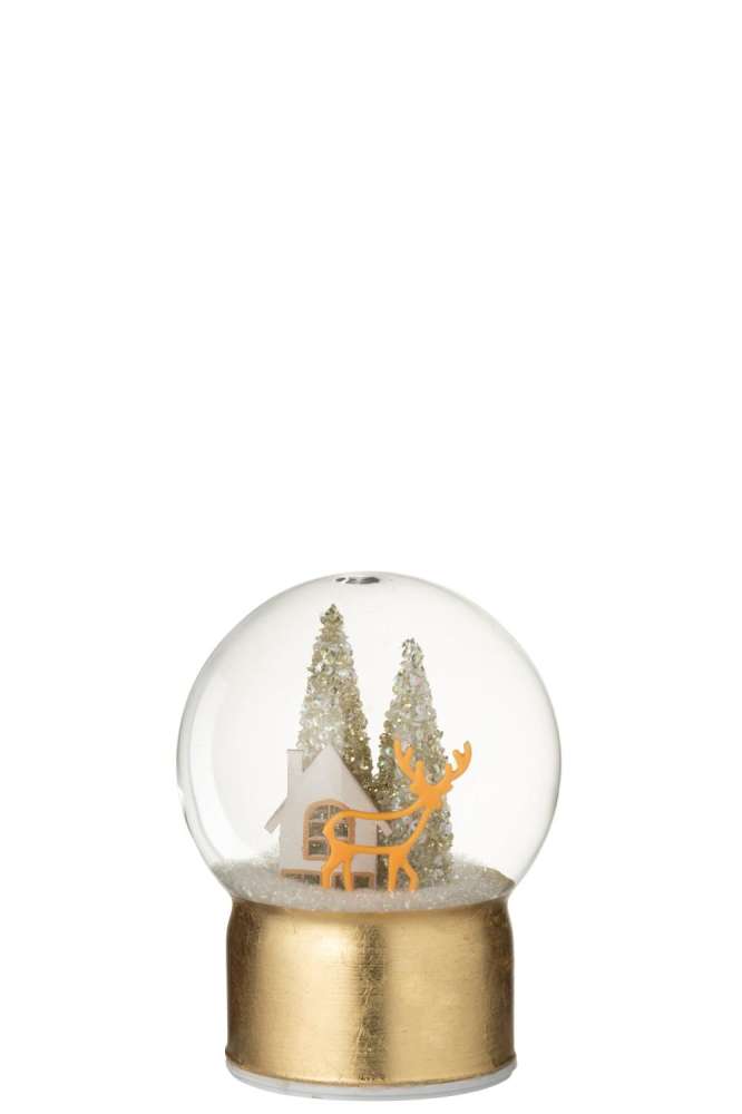 BALL LED REINDEER GLASS GOLD COLORED/WHITE SMALL