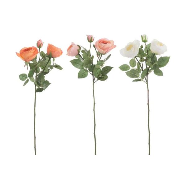 ROSE BUNCH FRESH TOUCH PLASTIC ORANGE/WHITE MIX L ASSORTMENT OF 3