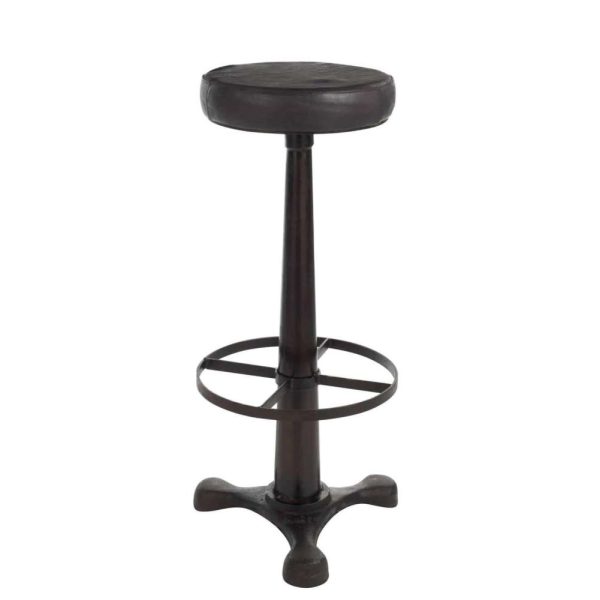 BAR STOOL LEATHER/METAL BLACK
