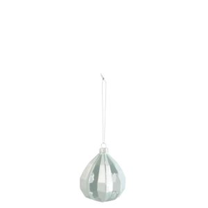 CHRISTMAS BAUBLE DROP GLASS ANTIQUE GREEN