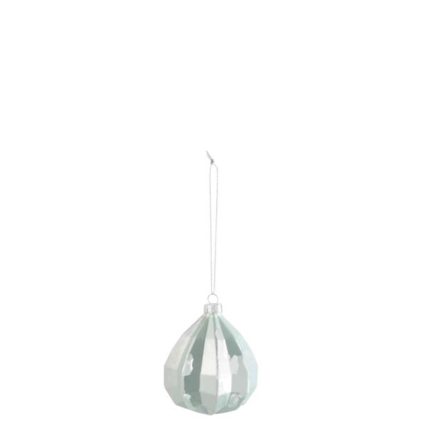 CHRISTMAS BAUBLE DROP GLASS ANTIQUE GREEN