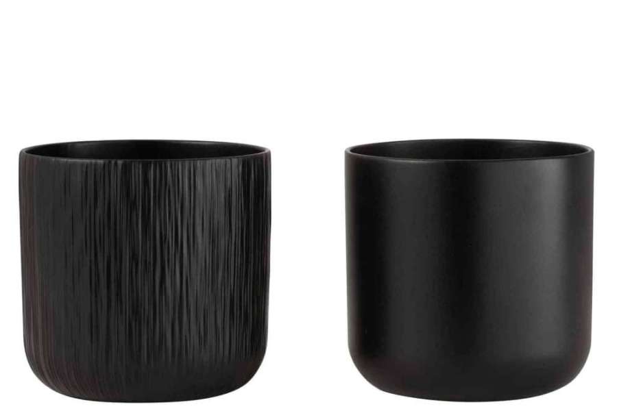 FLOWERPOT GEN CERAMIC BLACK XXL ASSORTMENT OF 2