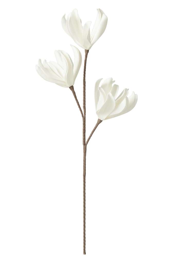FLOWER BRANCH SHORT LEAVES 3 HEADS EVA WHITE