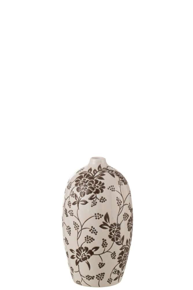VASE ZEN OVAL PORCELAIN WHITE/BLACK