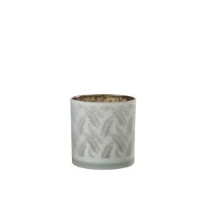 HURRICANE LEAF GLASS WHITE/GREEN LARGE