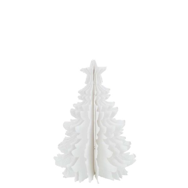 CHRISTMAS TREE WITH STAR COTTON MACHE WHITE