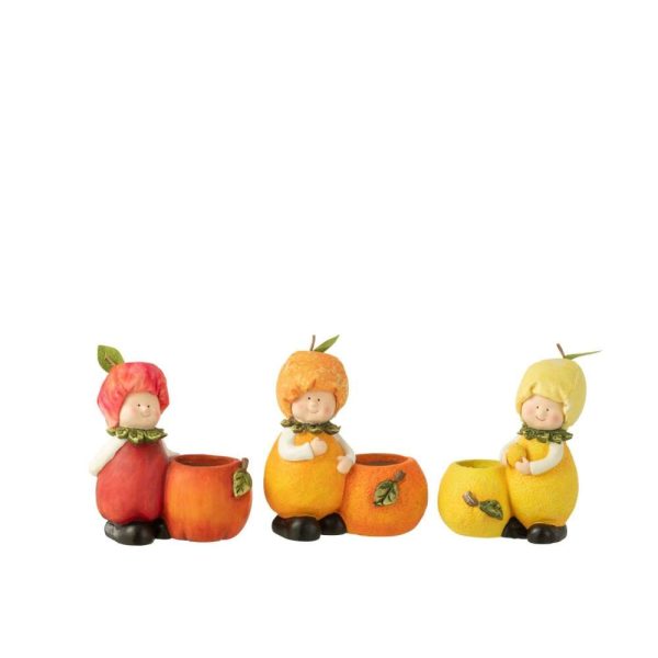 KID PLANTER LEMON/ORANGE/APPLE POLYRESIN MIX SMALL ASSORTMENT OF 3