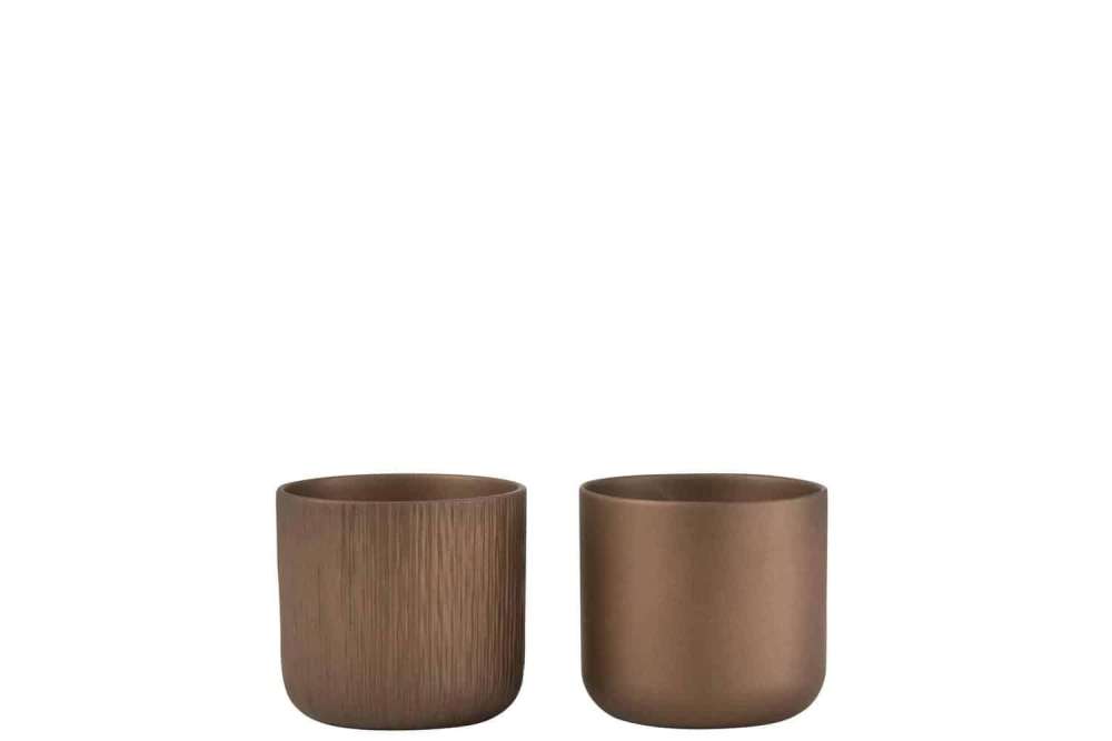 FLOWERPOT GEN CERAMIC GOLD/COPPER SMALL ASSORTMENT OF 2