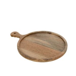 CUTTING BOARD ROUND HANDLE MANGO WOOD NATURAL