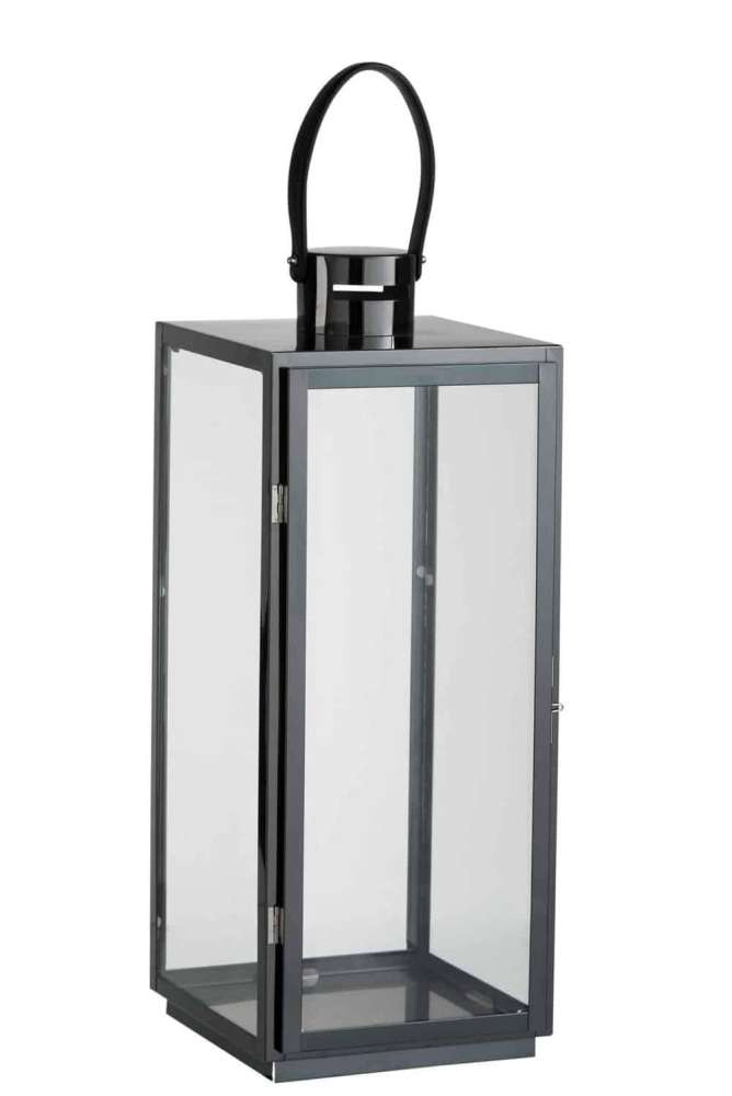 LANTERN SQUARE STEEL/GLASS BLACK