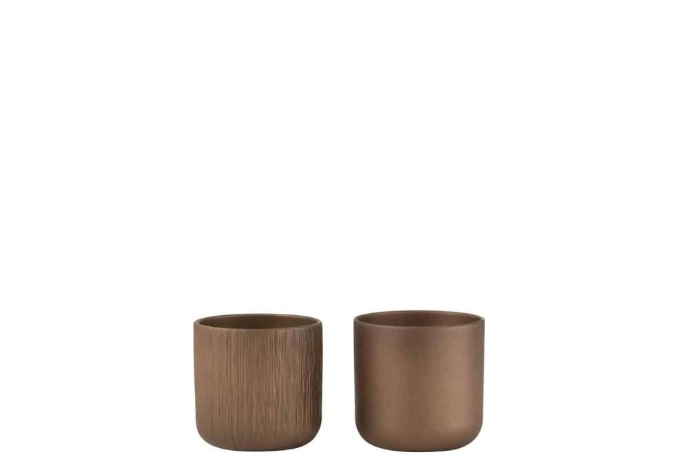 FLOWERPOT GEN CERAMIC GOLD/COPPER EXTRA SMALL ASSORTMENT OF 2