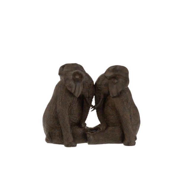 COUPLE ELEPHANT POLY DARK BROWN LARGE