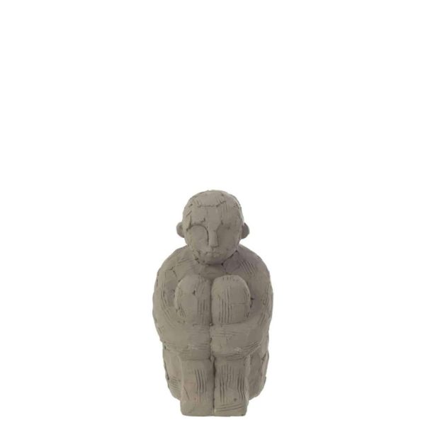 FIGURE SITTING CEMENT GREY LARGE