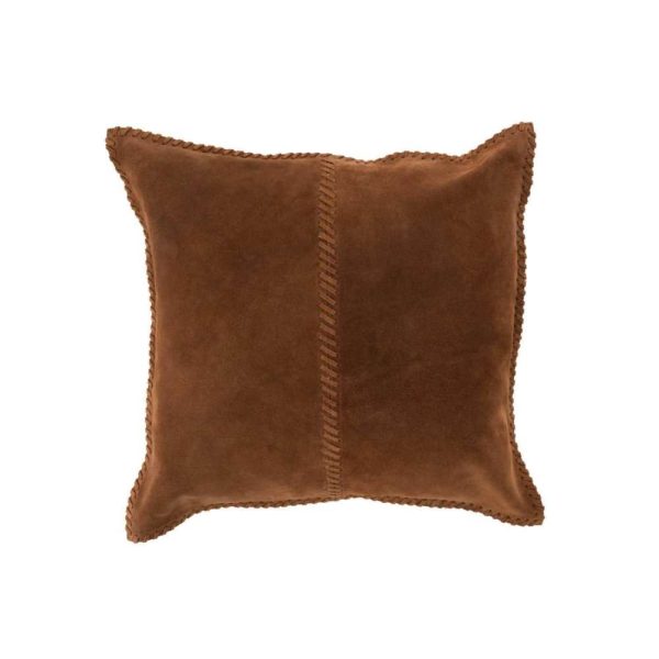 CUSHION STICHING SQUARE LEATHER COGNAC