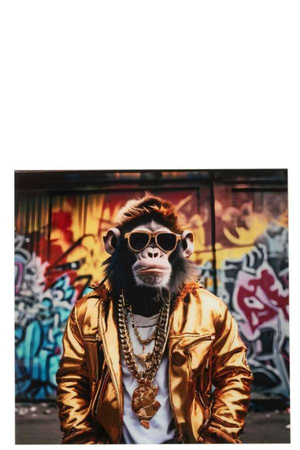 WALL DECORATION COOL MONKEY GLASS MULTICOLORED