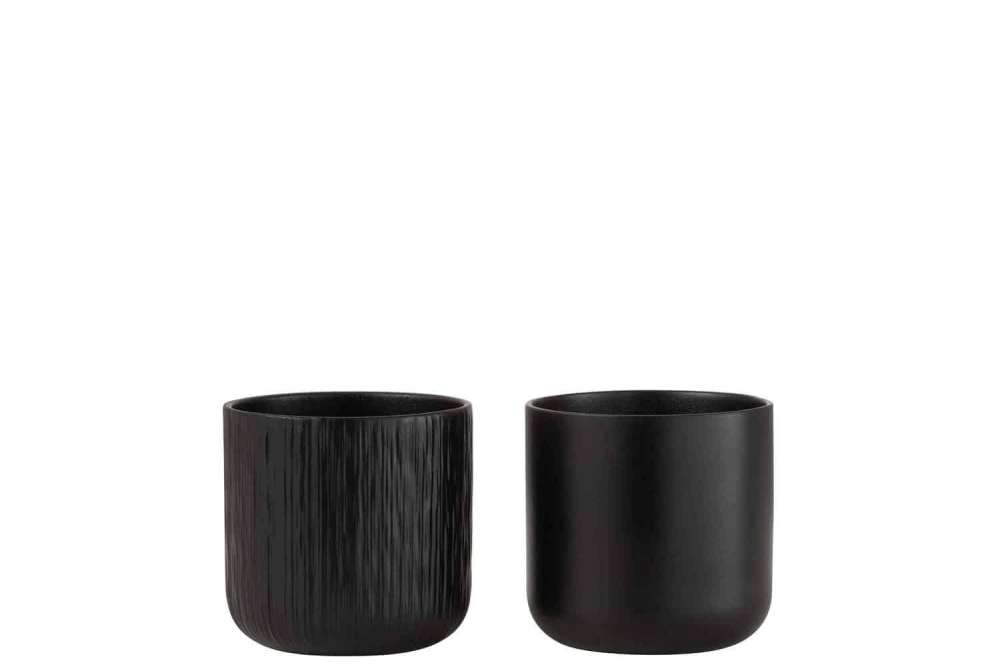 FLOWERPOT GEN CERAMIC BLACK MEDIUM ASSORTMENT OF 2