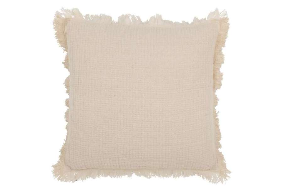 CUSHION FRINGES COTTON MUSLIN LIGHT BEIGE