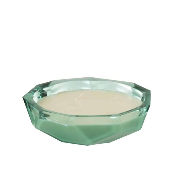 CANDLE DISH ORIGAMI GLASS AQUA SMALL -