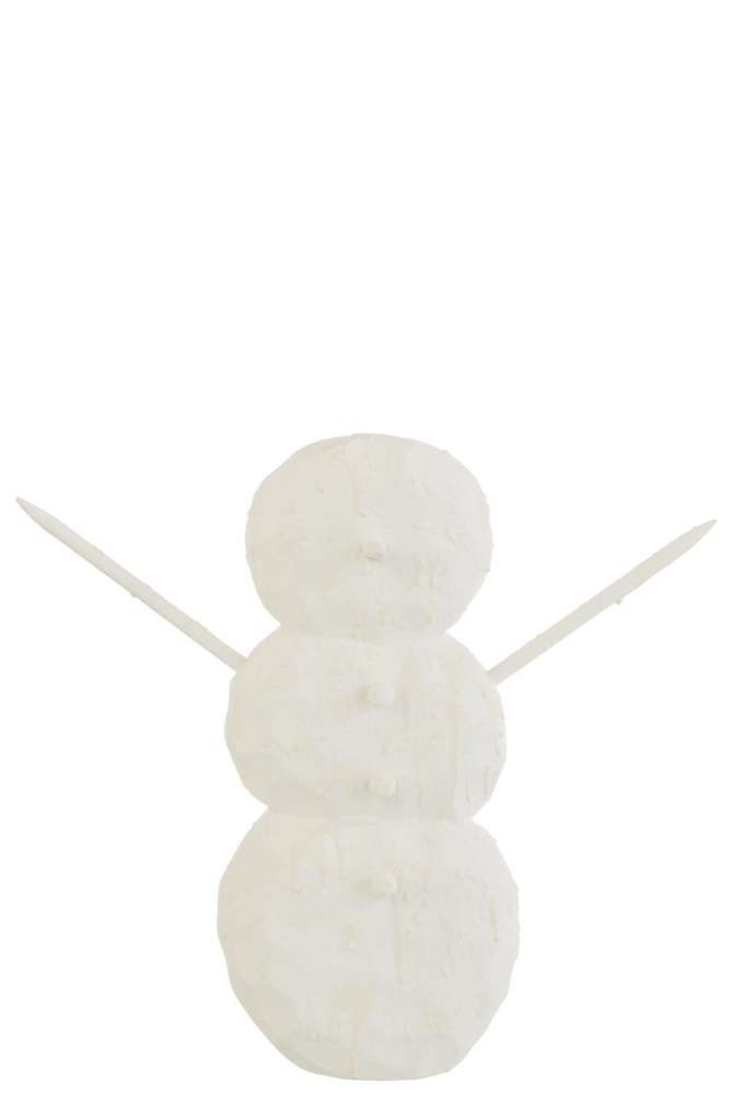 FIGURINE SNOWMAN WOOD WHITE