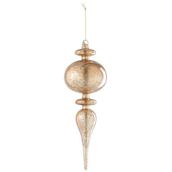 CHRISTMAS BAUBLE DROP ORNAMENT GLASS GOLD