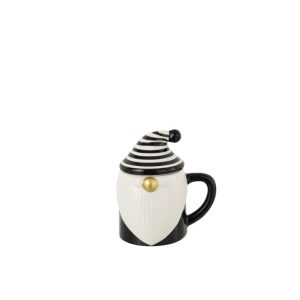 MUG + LID SANTA CLAUS DOLOMITE BLACK/WHITE