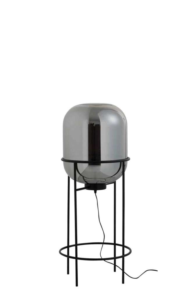 LAMP ON FOOT SASHA GLASS/METAL SILVER/BLACK MEDIUM