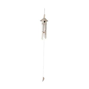 WIND CHIME BIRD HOUSE BAMBOO WHITE SMALL