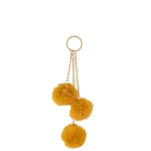 KEYCHAIN 3 BALLS TEXTILE OCHRE