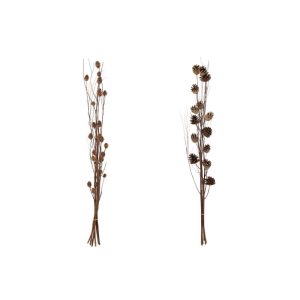 BRANCH PINE CONE DRY FLOWER DARK BROWN ASSORTMENT OF 2