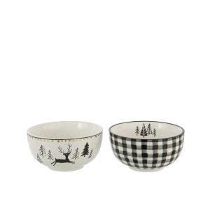 BOWL DOLOMITE WHITE/BLACK ASSORTMENT OF 2