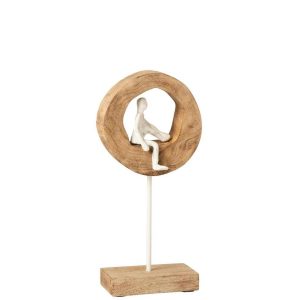 FIGURE THINKER RING LOW MANGO WOOD/ALUMINIUM NATURAL/WHITE