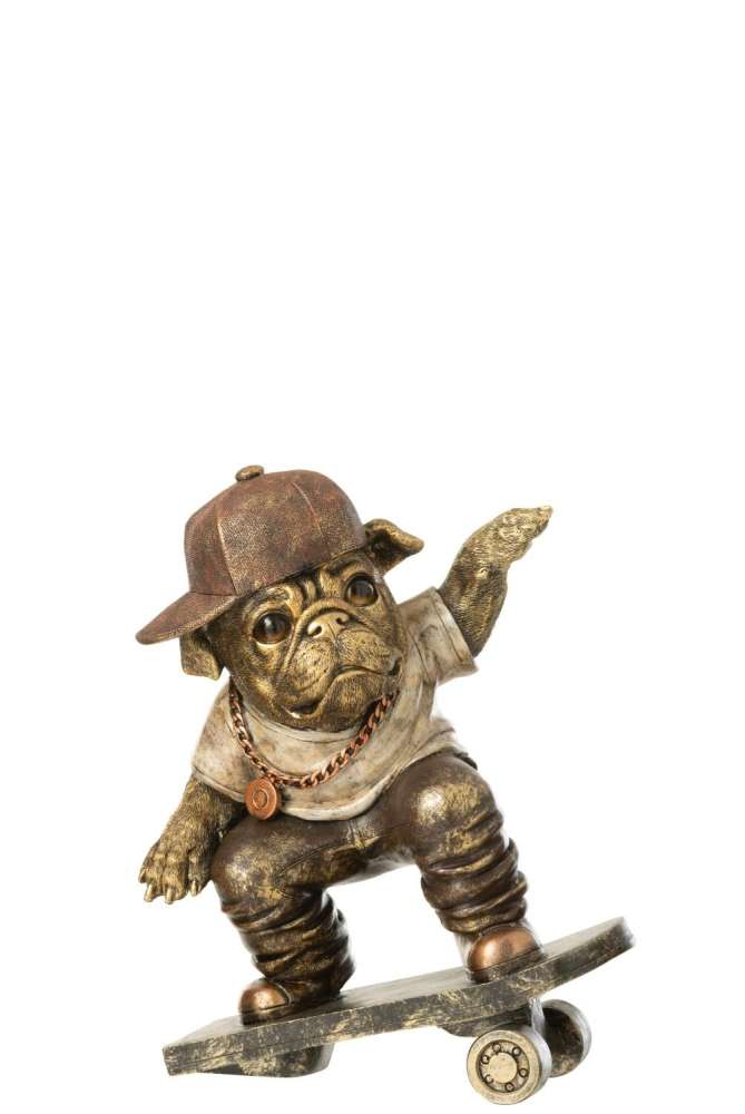 BULLDOG SKATE BOARD POLYRESIN ANTIQUE BROWN