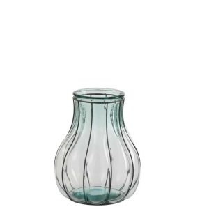 VASE FUSION GLASS/METAL BLUE SMALL