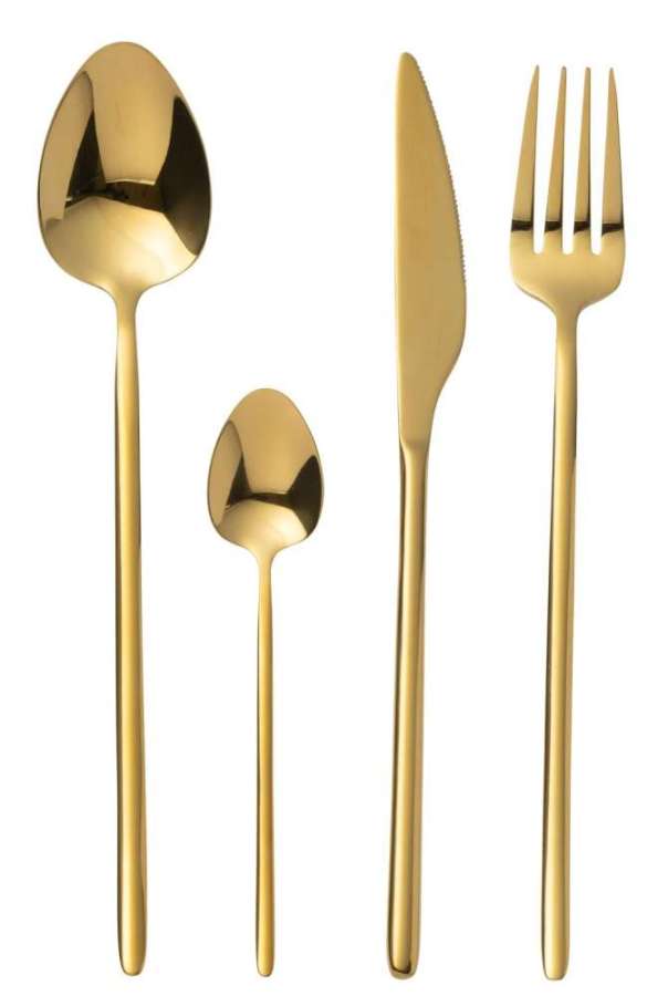 BOX CUTLERY C 24 PIECES STAINLESS STEEL SHINY GOLD