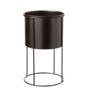 FLOWERPOT ON FOOT METAL BLACK LARGE