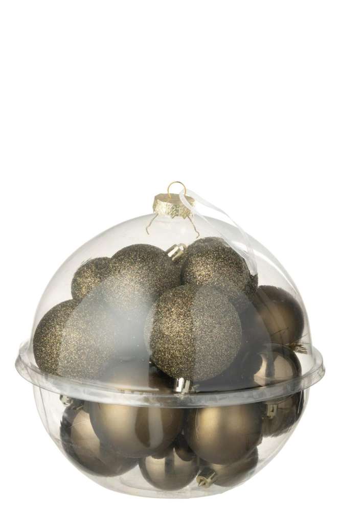 BOX OF 24 CHRISTMAS BAUBLE PLASTIC BROWN