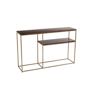 CONSOLE RAFI 2PLANKS IRON/MANGO WOOD GOLD/DARK BROWN