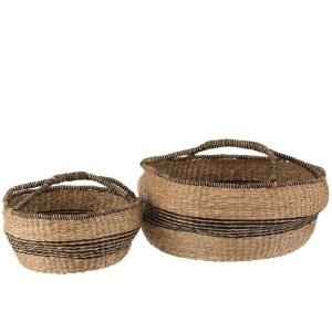SET 2 BASKETS ROUND SEAGRASS NATURAL