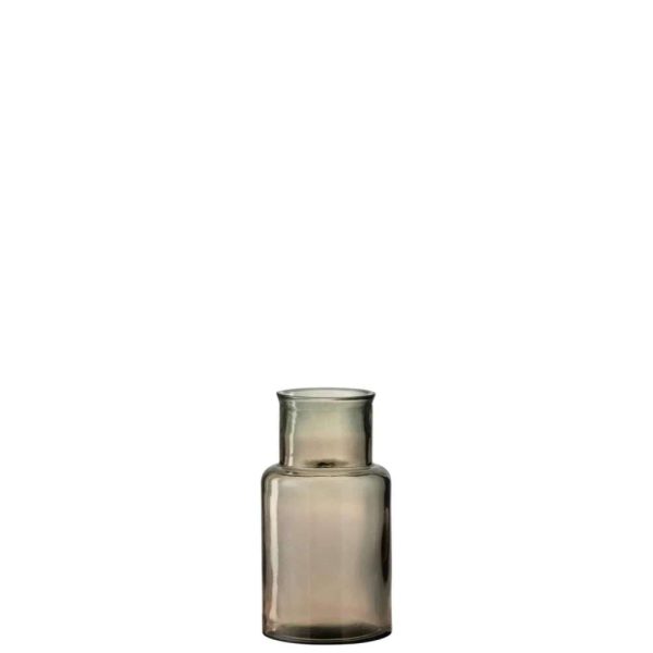 VASE CYLINDER GLASS LIGHT BROWN SMALL