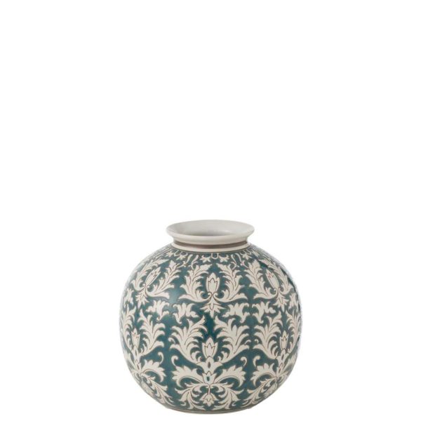VASE VICTORIA ROUND PORCELAIN GREEN/WHITE