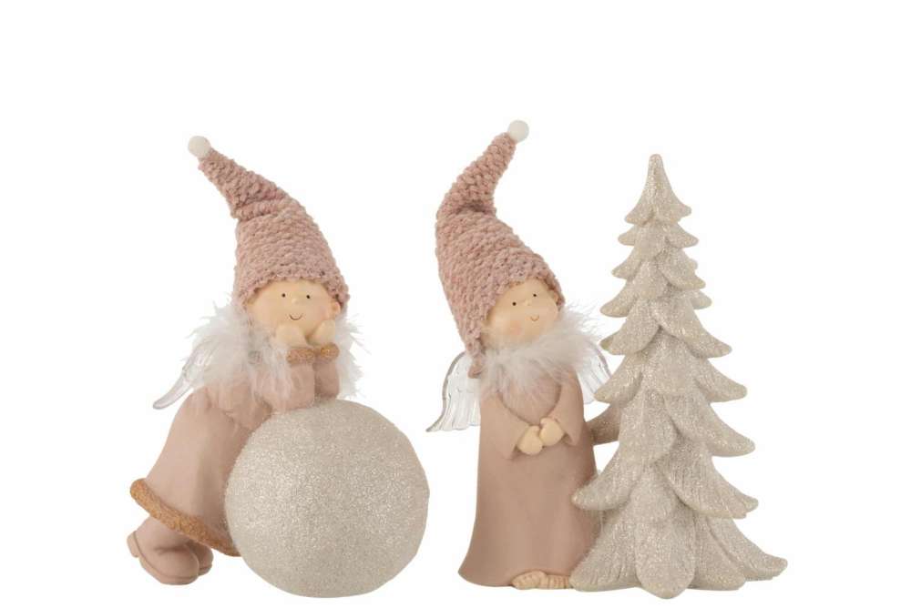 ANGEL BALL+TREE PORZ PINK LARGE ASSORTMENT OF 2