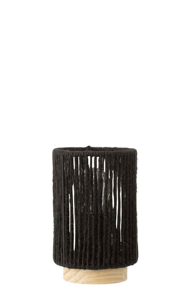 TABLE LAMP LED CYLINDRICAL METAL/COTTON BLACK SMALL