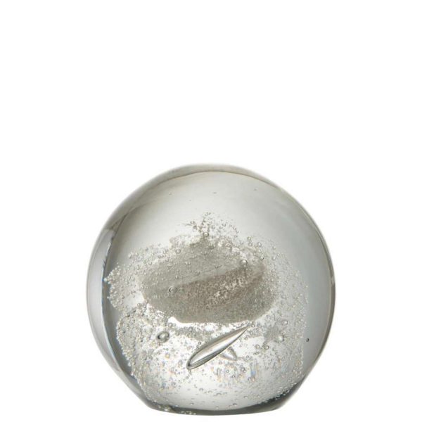 PRESSE-PAPIER BULLES VERRE ARGENT EXTRA LARGE