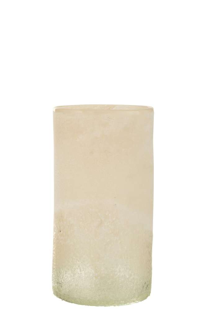 VASE CYLINDER GLASS BEIGE MEDIUM