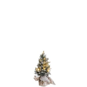 CHRISTMAS TREE+LED+POT JUTE PLASTIC SNOWY GREEN EXTRA SMALL
