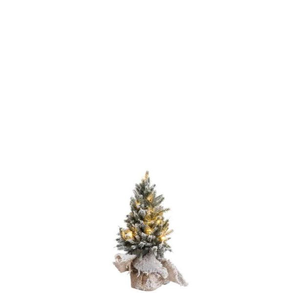 CHRISTMAS TREE+LED+POT JUTE PLASTIC SNOWY GREEN EXTRA SMALL