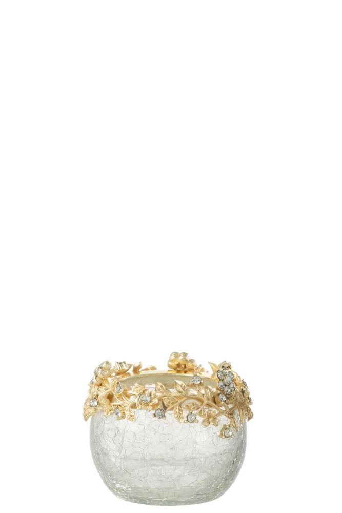 TEALIGHT HOLDER VOLVE METAL/GLASS GOLD/TRANSPARENT SMALL